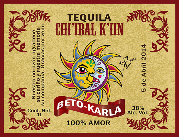 Etiqueta Tequila Boda Alberto y Karla